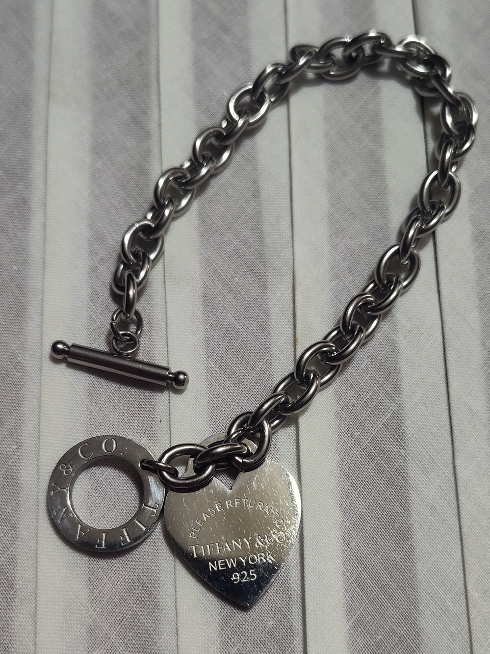 Tiffany & Co. Sterling Silver Heart Tag Toggle Bracelet - Silver